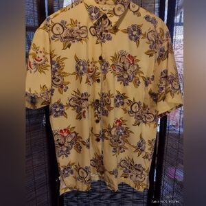 Robert Stock Motorcycles and Chrysanthemums Backyard BBQ shirt